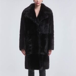 Elegant Black Shearling Coat by Nour Hammour